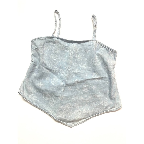Wrangler Tops - Wrangler Retro Paisley‎ Bandana Print Handkerchief Hem Cami Top Light Blue Large